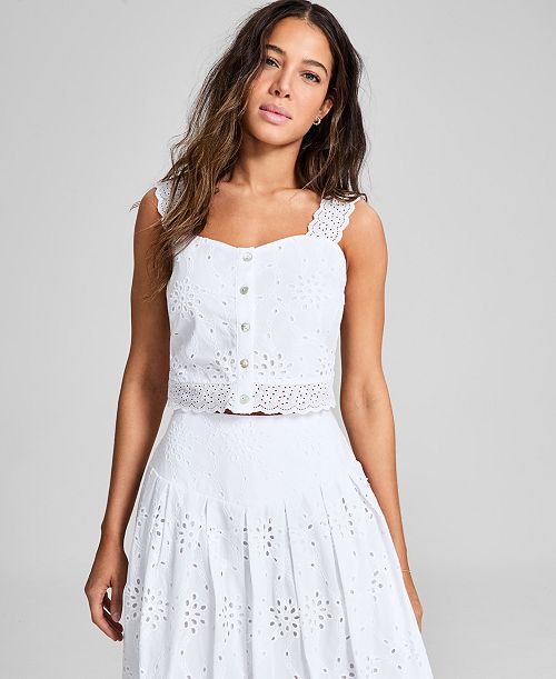 And Now This Women's Sleeveless Eyelet Tank Top Exclusively at Macy's Women's Fashion Shoes & Accessories
