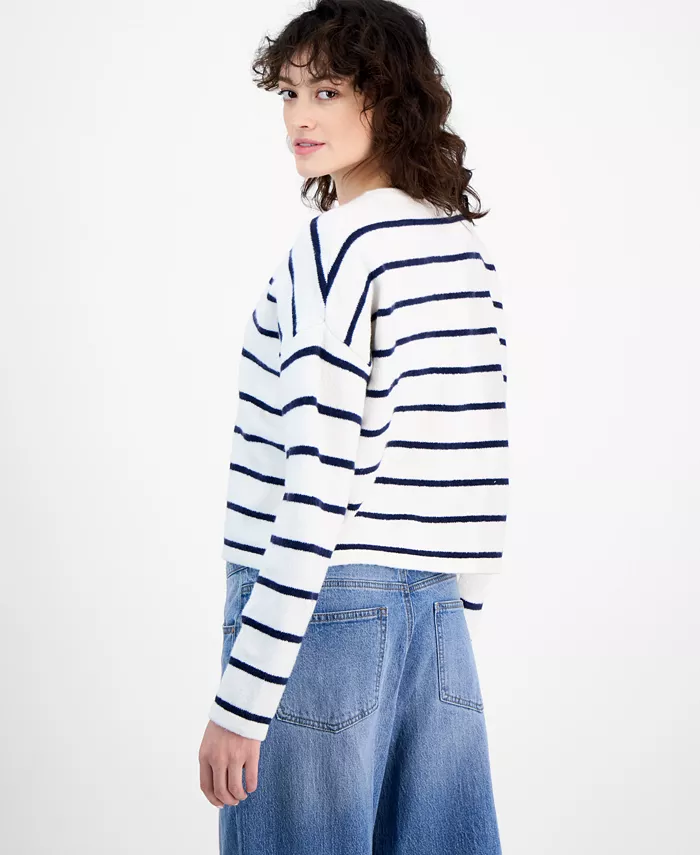 And Now This Women's Striped Button Front Cardigan Women's Fashion Shoes & Accessories