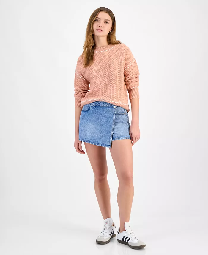 And Now This Women's Whip Stitch Dropped-Shoulder Cotton Sweater Exclusively At Macy’s Women's Fashion Shoes & Accessories