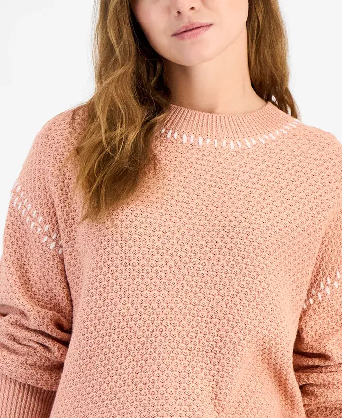 And Now This Women's Whip Stitch Dropped-Shoulder Cotton Sweater Exclusively At Macy’s Women's Fashion Shoes & Accessories