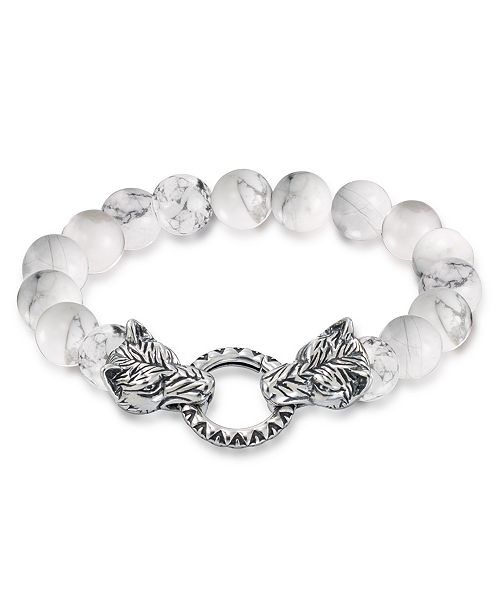 Andrew Charles by Andy Hilfiger Men's Tiger's Eye Bead Wolf Head Stretch Bracelet in Stainless Steel (Also in Onyx & White Agate) Jewelry & Watches Andrew Charles by Andy Hilfiger Men's Tiger's Eye Bead Wolf Head Stretch Bracelet in Stainless Steel (Also in Onyx & White Agate) Jewelry & Watches
