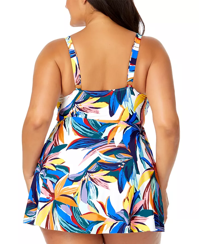 Anne Cole Plus Size Printed Surplice Swim Dress Women's Fashion Shoes & Accessories