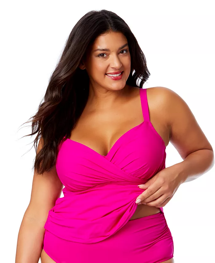 Anne Cole Plus Size Shirred Tankini Top Women's Fashion Shoes & Accessories