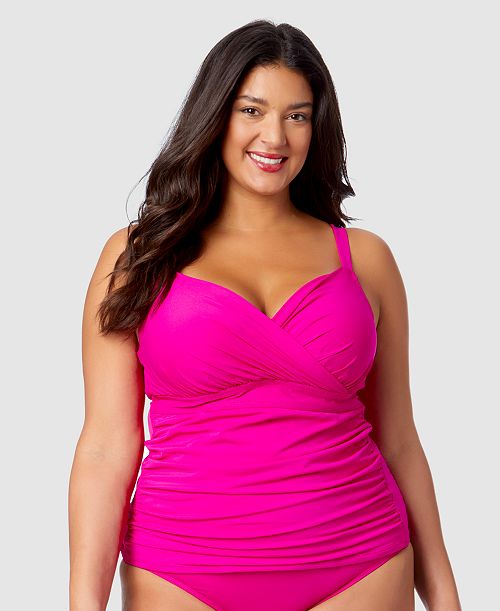 Anne Cole Plus Size Shirred Tankini Top Women's Fashion Shoes & Accessories