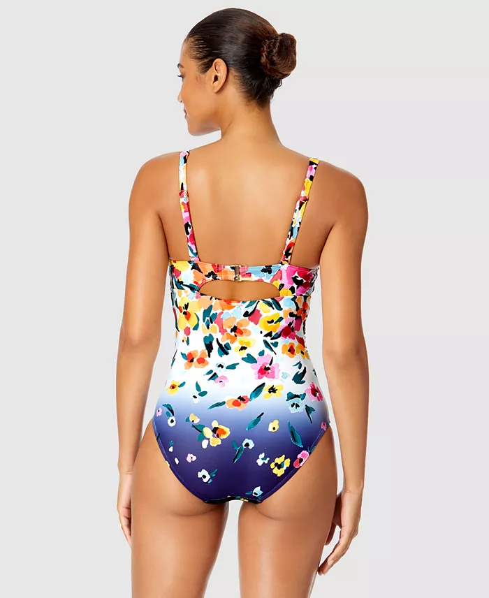 Anne Cole Women's Floral-Print Draped Underwire One-Piece Swimsuit Women's Fashion Shoes & Accessories