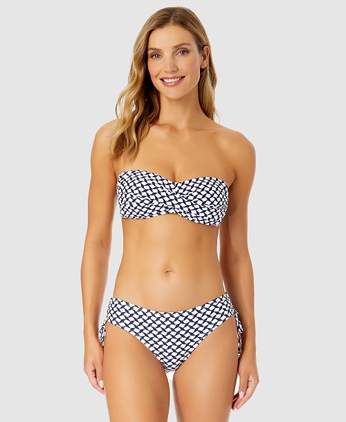 Anne Cole Women's Neo Geo Twist-Front Bandeau Bikini Top & Side-Tie Bikini Bottoms Women's Fashion Shoes & Accessories