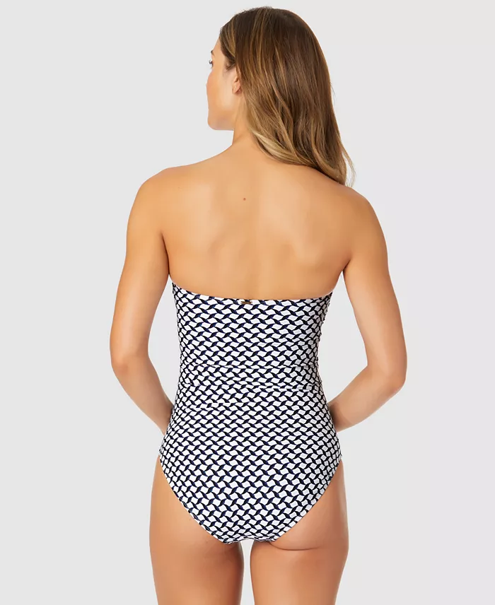Anne Cole Women's Neo Geo Twist-Front Bandeau One-Piece Swimsuit Women's Fashion Shoes & Accessories