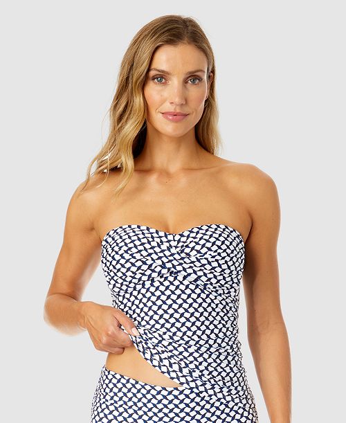 Anne Cole Women's Neo Geo Twist-Front Bandeau Tankini Top Women's Fashion Shoes & Accessories