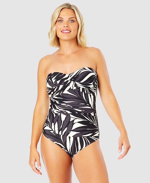 Anne Cole Women's Printed Twist-Front One-Piece Swimsuit Women's Fashion Shoes & Accessories