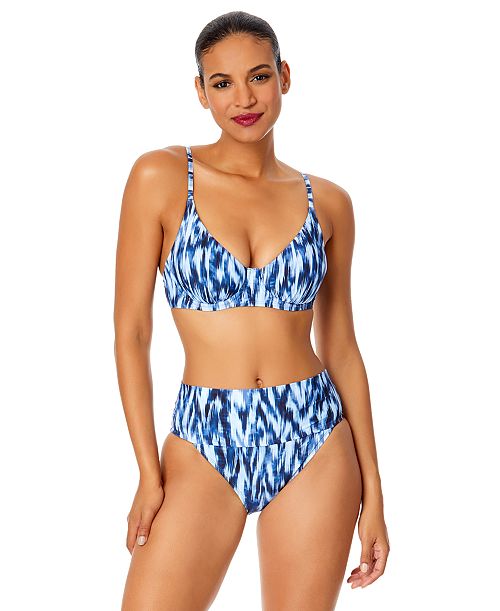 Anne Cole Women's Printed Underwire Bikini Top & Soft Band High-Waisted Bottoms Women's Fashion Shoes & Accessories