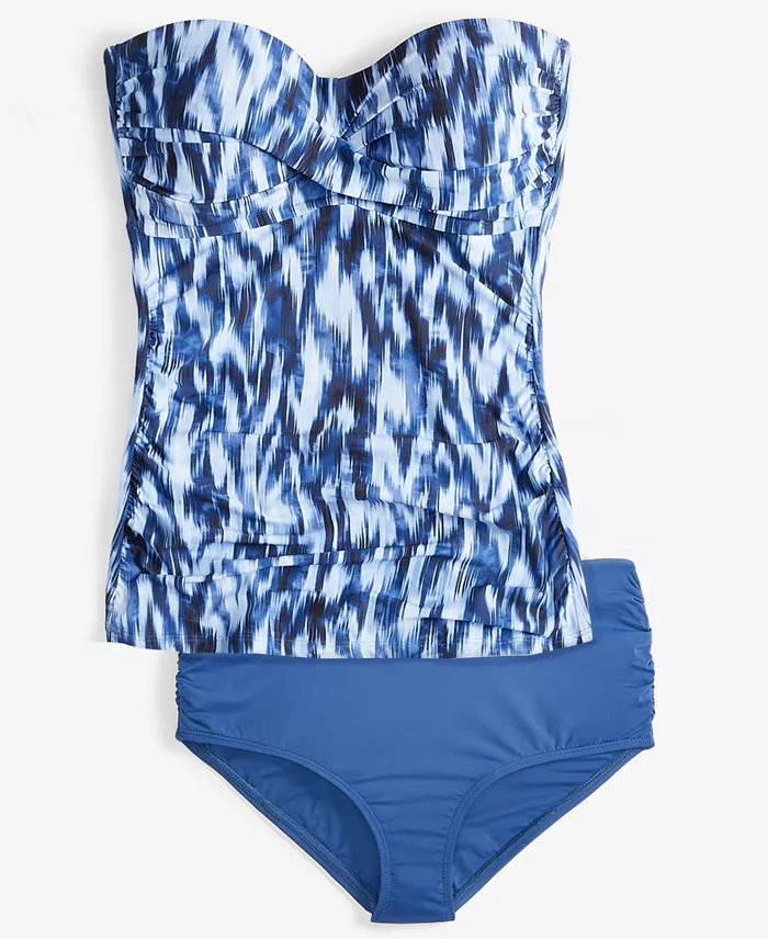 Anne Cole Women's Shirred Bandini Top & High-Waist Bottoms Women's Fashion Shoes & Accessories