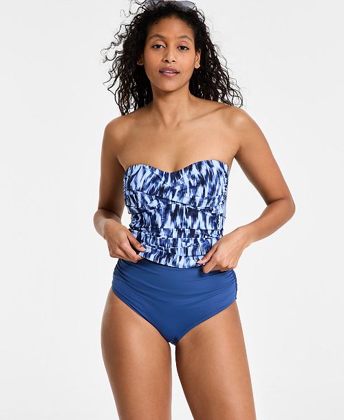 Anne Cole Women's Shirred Bandini Top & High-Waist Bottoms Women's Fashion Shoes & Accessories