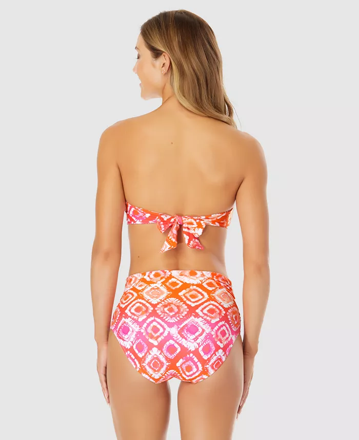 Anne Cole Women's Tie-Dyed Foulard Bandeau Bikini Top & Convertible Bottoms Women's Fashion Shoes & Accessories