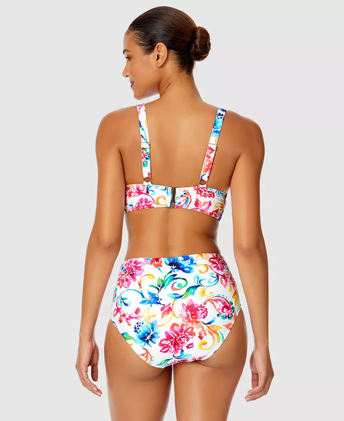 Anne Cole Women's Watercolor Paisley Shirred Bikini Top & Bottoms Women's Fashion Shoes & Accessories