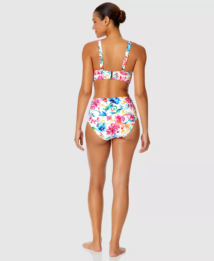 Anne Cole Women's Watercolor Paisley Shirred Bikini Top & Bottoms Women's Fashion Shoes & Accessories