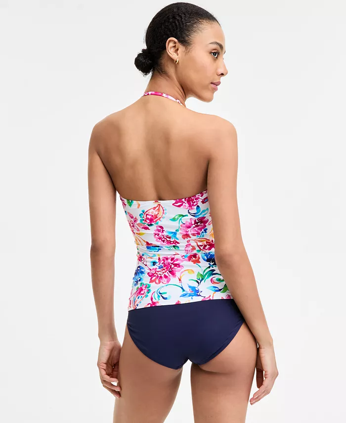 Anne Cole Women's Watercolor Paisley Twist-Front Bandeau Tankini Top & High-Waist Bikini Bottoms Women's Fashion Shoes & Accessories