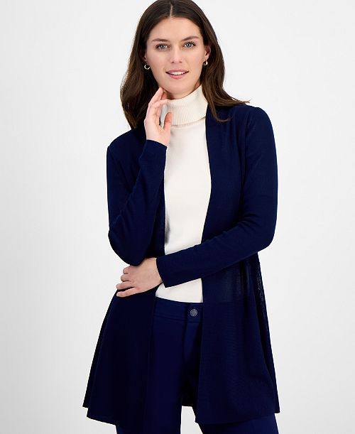 Anne Klein Monterey Open-Front Longline Cardigan Women's Fashion Shoes & Accessories