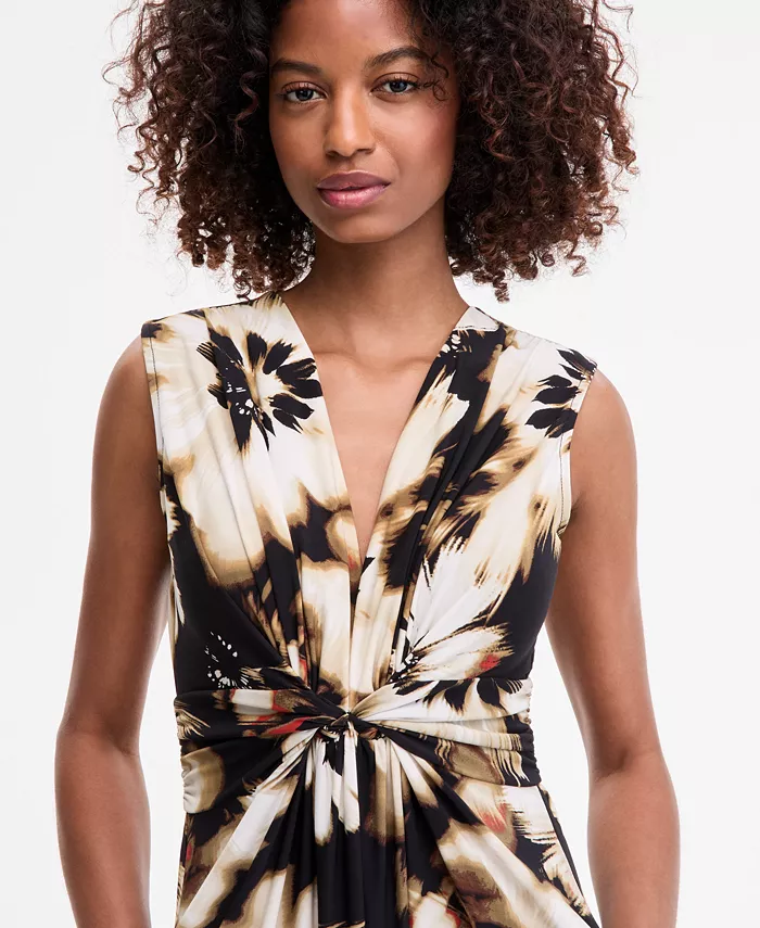 Anne Klein Petite Printed Twist-Front Maxi Dress Women's Fashion Shoes & Accessories