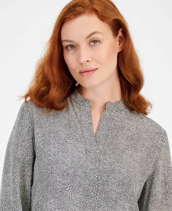 Anne Klein Printed Long-Length Tunic Women's Fashion Shoes & Accessories