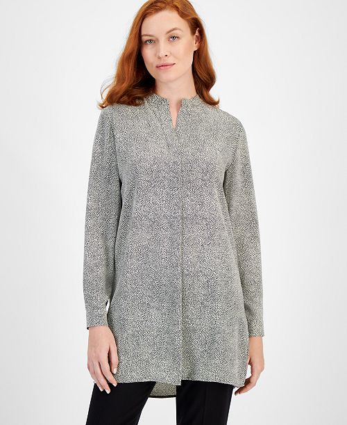 Anne Klein Printed Long-Length Tunic Women's Fashion Shoes & Accessories