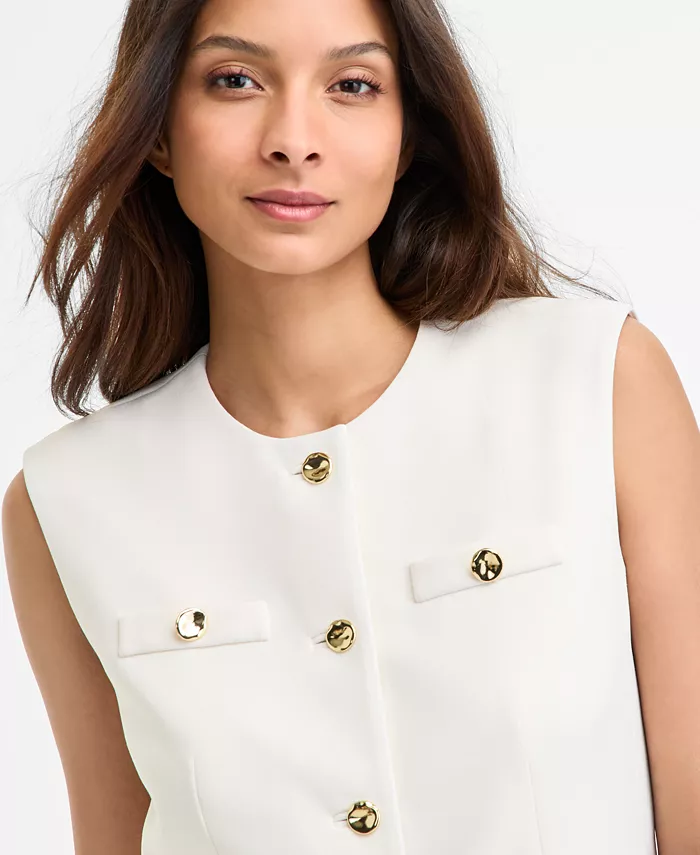 Anne Klein Women's Four-Button Vest Women's Fashion Shoes & Accessories