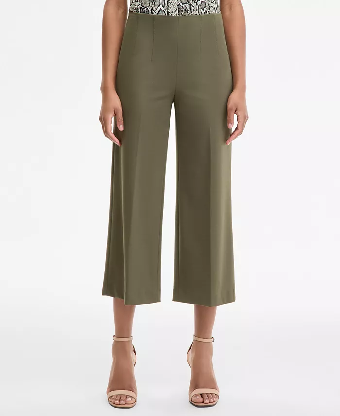 Anne Klein Women's High-Rise Pull-On Crop Wide-Leg Pants Women's Fashion Shoes & Accessories