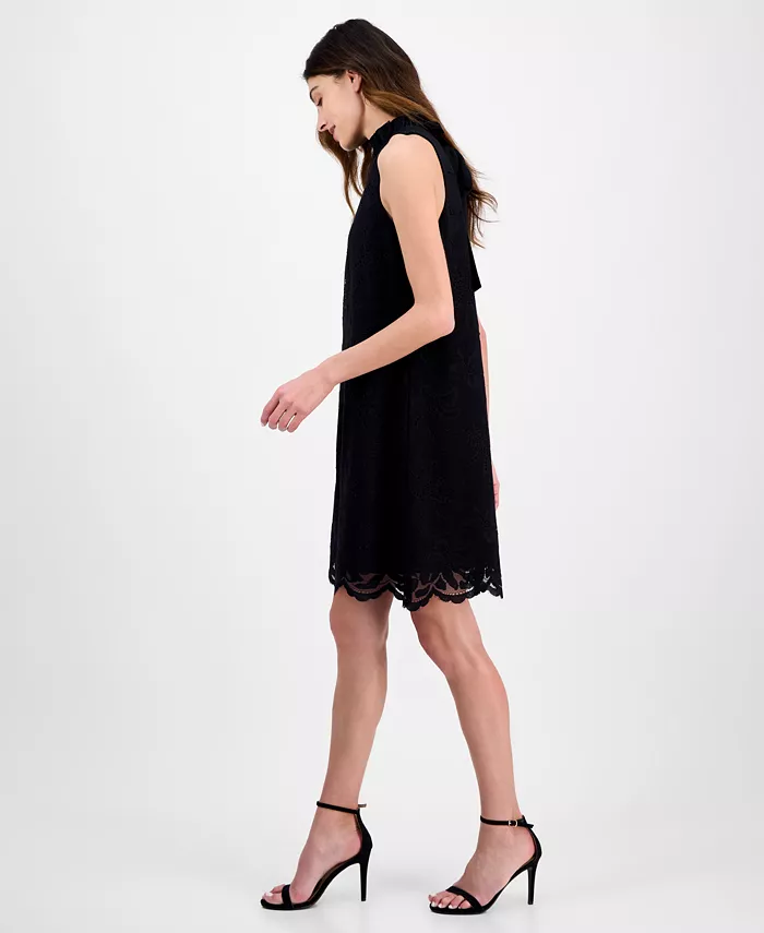 Anne Klein Women's High-Ruffle-Neck Sleeveless Lace Dress Women's Fashion Shoes & Accessories