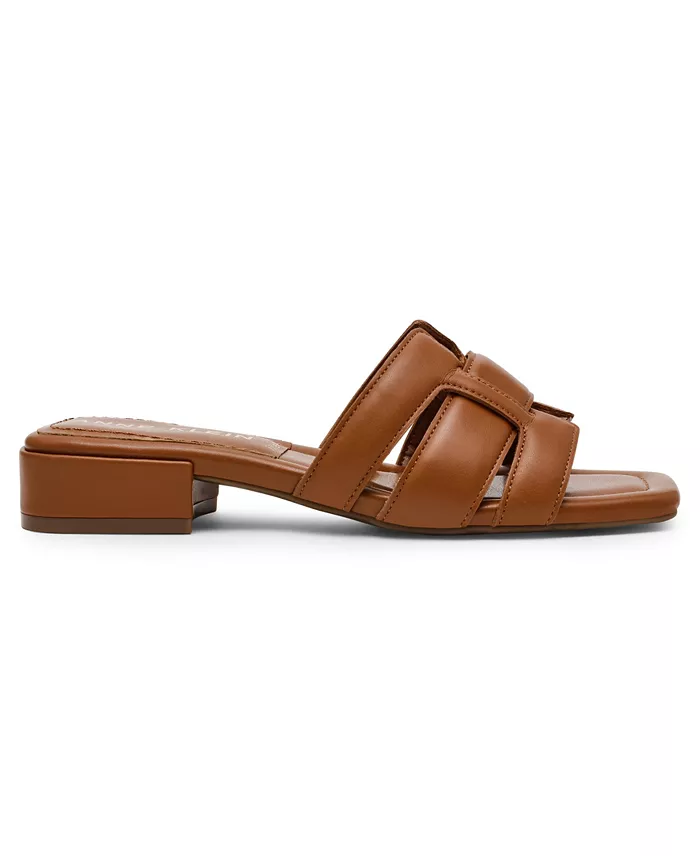 Anne Klein Women's Loyal Square Toe Slide Flat Sandals Women's Fashion Shoes & Accessories