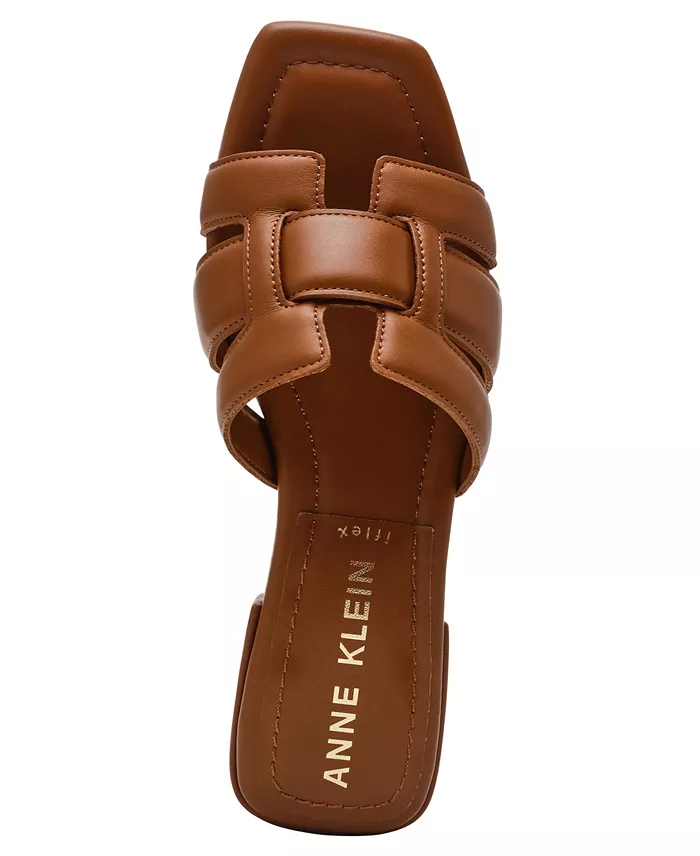 Anne Klein Women's Loyal Square Toe Slide Flat Sandals Women's Fashion Shoes & Accessories