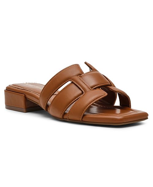 Anne Klein Women's Loyal Square Toe Slide Flat Sandals Women's Fashion Shoes & Accessories