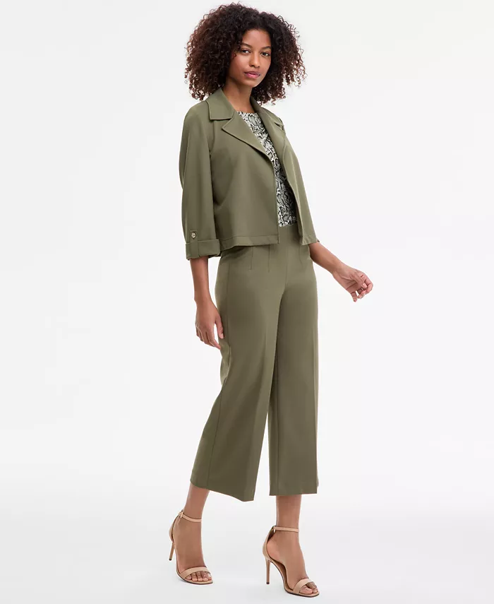 Anne Klein Women's Notched Collar Drapey Cropped Jacket Women's Fashion Shoes & Accessories