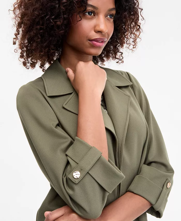 Anne Klein Women's Notched Collar Drapey Cropped Jacket Women's Fashion Shoes & Accessories