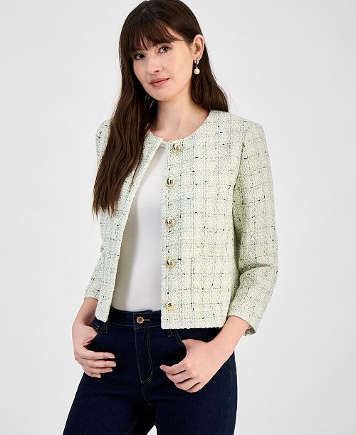 Anne Klein Women's Tweed Jacket Women's Fashion Shoes & Accessories