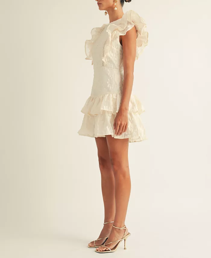 AROSE STUDIO INC Women's Emily Ruffled Minidress Women's Fashion Shoes & Accessories