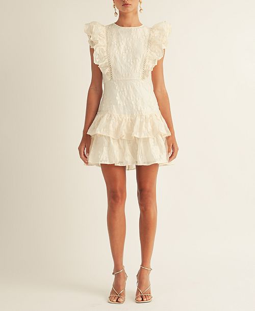 AROSE STUDIO INC Women's Emily Ruffled Minidress Women's Fashion Shoes & Accessories