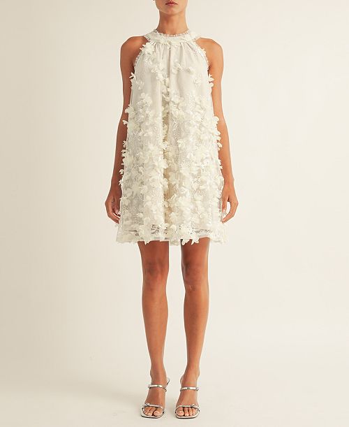 AROSE STUDIO INC Women's Jacey Embellished Sleeveless Shift Dress Women's Fashion Shoes & Accessories