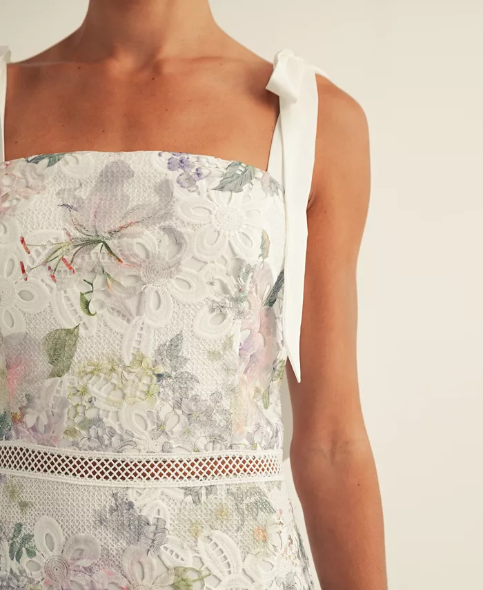 AROSE STUDIO INC Women's Madison Floral-Lace Midi Dress Women's Fashion Shoes & Accessories