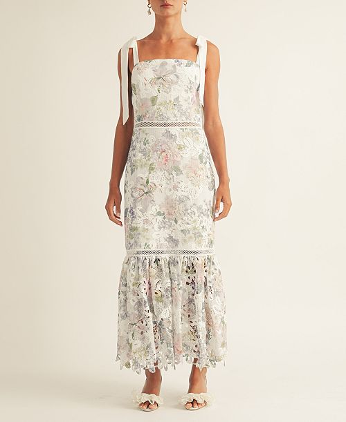 AROSE STUDIO INC Women's Madison Floral-Lace Midi Dress Women's Fashion Shoes & Accessories