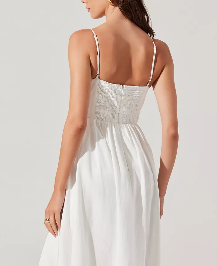 ASTR The Label Women's Kaidi Embroidered Midi Dress Women's Fashion Shoes & Accessories