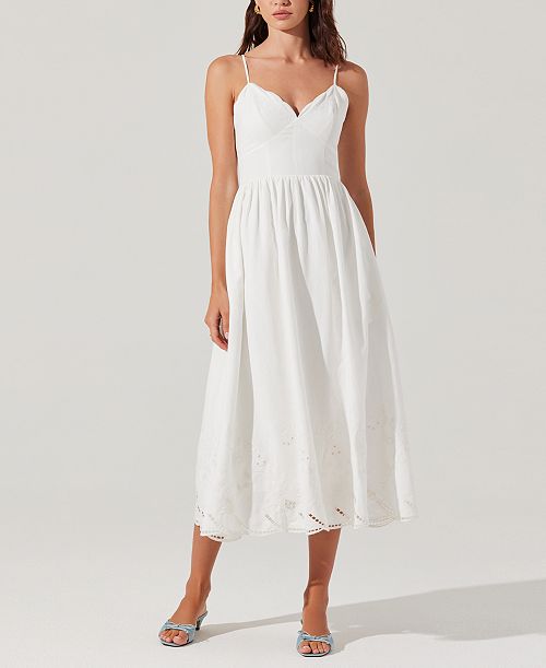 ASTR The Label Women's Kaidi Embroidered Midi Dress Women's Fashion Shoes & Accessories