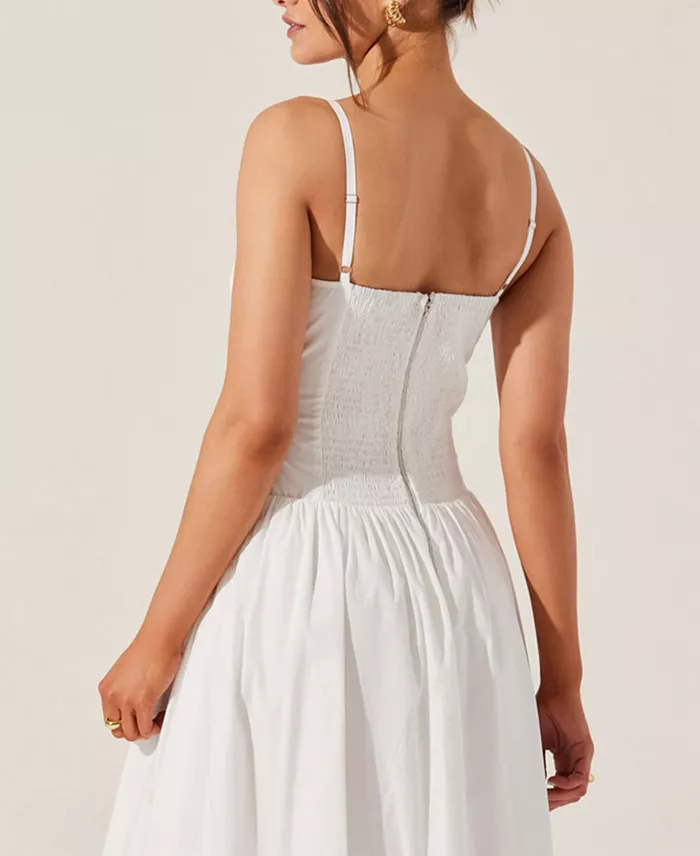 ASTR The Label Women's Nathalia Cotton Eyelet Midi Dress Women's Fashion Shoes & Accessories