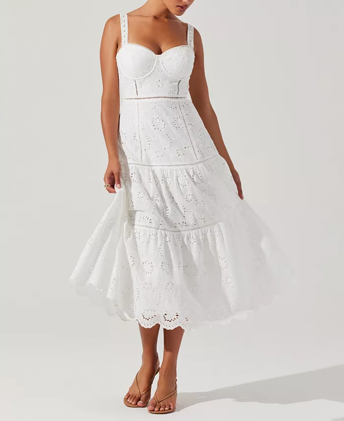ASTR The Label Women's Pellagia Lace-Trim Midi Dress Women's Fashion Shoes & Accessories
