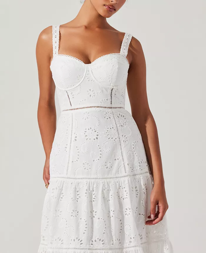 ASTR The Label Women's Pellagia Lace-Trim Midi Dress Women's Fashion Shoes & Accessories
