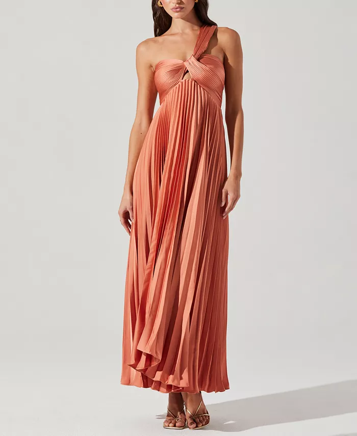 ASTR The Label Women's Rasya One-Shoulder Pleated Dress Women's Fashion Shoes & Accessories