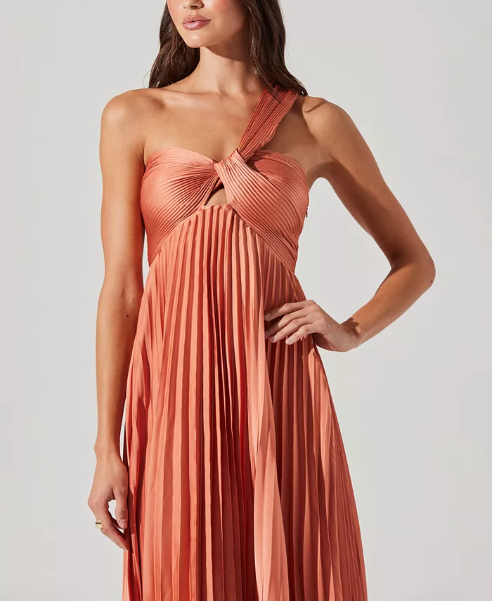 ASTR The Label Women's Rasya One-Shoulder Pleated Dress Women's Fashion Shoes & Accessories