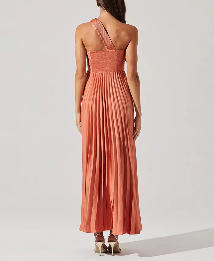 ASTR The Label Women's Rasya One-Shoulder Pleated Dress Women's Fashion Shoes & Accessories