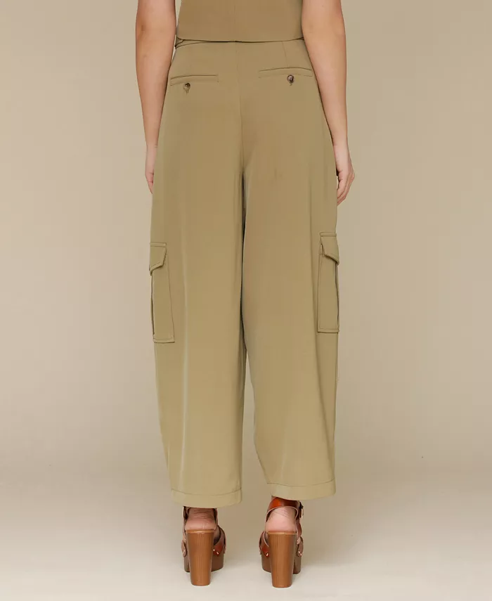 Avec Les Filles Women's Barrel-Leg Cargo Pants Women's Fashion Shoes & Accessories