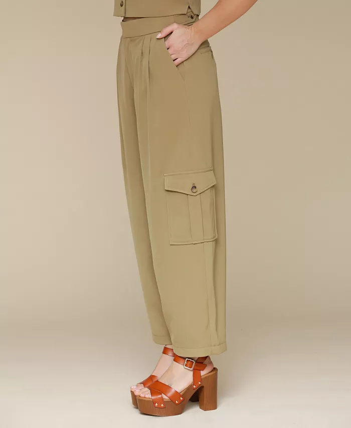 Avec Les Filles Women's Barrel-Leg Cargo Pants Women's Fashion Shoes & Accessories