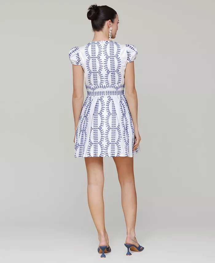 Avec Les Filles Women's Cotton Eyelet Fit & Flare Dress Women's Fashion Shoes & Accessories