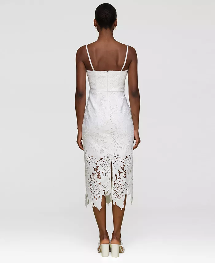 Avec Les Filles Women's Embroidered Sleeveless Midi Dress Women's Fashion Shoes & Accessories